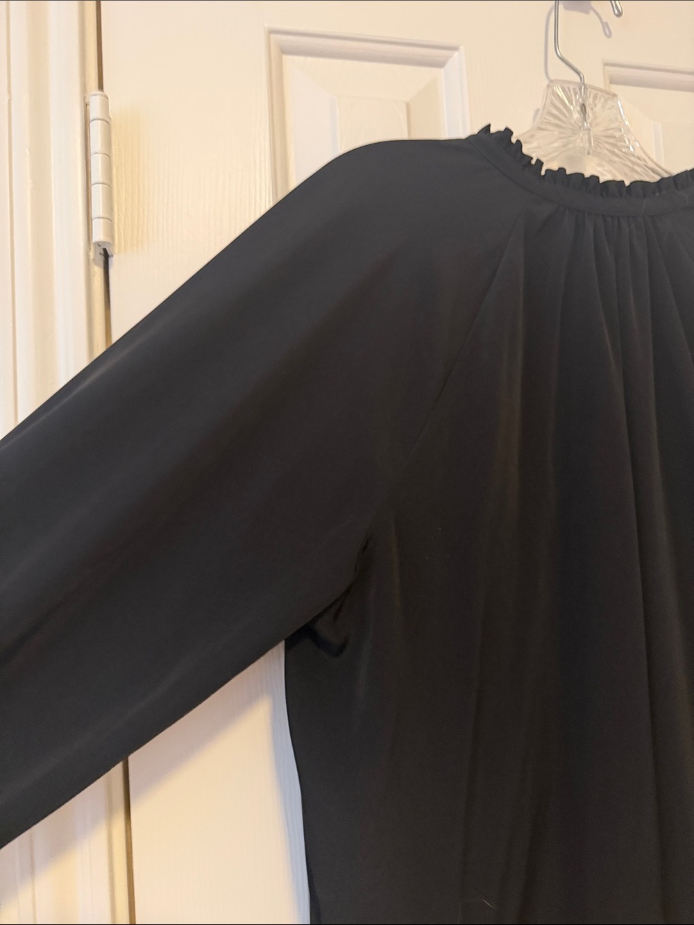 Express Black Button-Front Ruffle Collar Blouse - Picture 5 of 7
